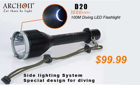 ARCHON D20 1000LM 100M Diving LED Flashlight