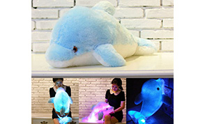 LED Light Blue Dolphin Shape Throw Pillow