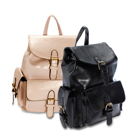 Fashion Buckled Preppy Style Backpack