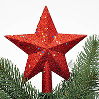 Christmas Red Paillette Star Treetop Decor
