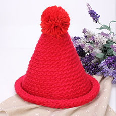 Mix Two Color Knit Hat Fluff Ball Wool Cap