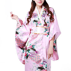 Smooth Colorful Kimono Satin Sleepwear