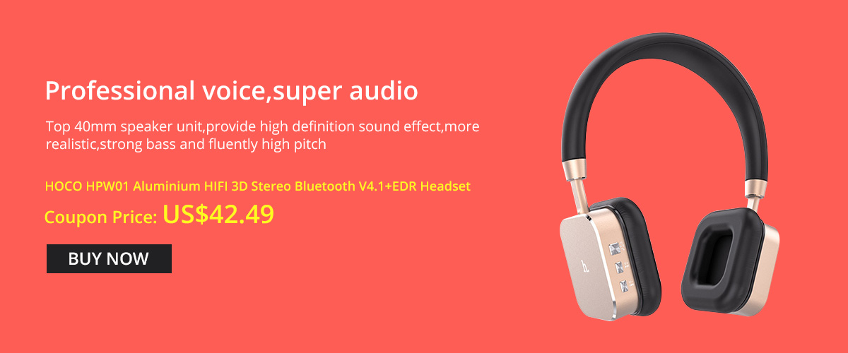 HOCO HPW01 Aluminium HIFI 3D Stereo Bluetooth V4.1+EDR Headset