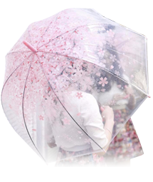 ファッション 桜傘　透明さくら キノコ 雨ギア