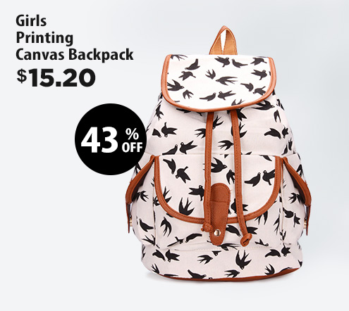Girls Printing Canvas Backpack