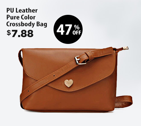 PU Leather Pure Color Crossbody Bag