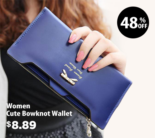 Women Cute Bowknot Wallet Long Pattern Wallet