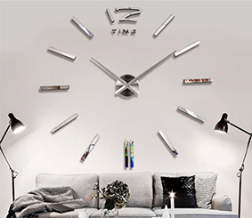 DIY 3D Silver Frameless Wall Clock Kit