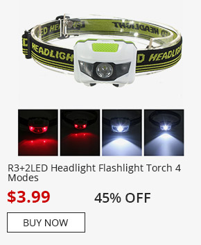 R3+2LED Headlight Flashlight Torch 4 Modes