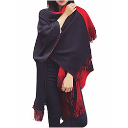 Casual Women Contrast Color Tassel Fringed Warm Shawl Cardigan