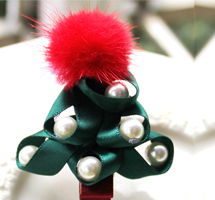 Girls Pearl Christmas Tree Hairpin