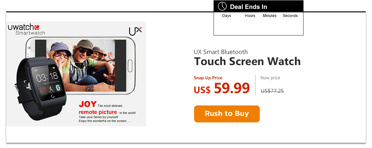 UX Smart Bluetooth Touch Screen Watch