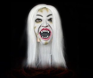 Halloween Masquerade Mask Bride With White Hair Rotten Face Mask