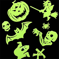 Halloween Pumpkins And Ghost Witch Noctilucent Glow Wall Art Stickers