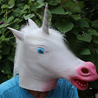 Magical Costume Party Halloween Adult Unicorn Latex head Face mask