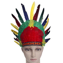 Indian Headdress Colored Feather Masks