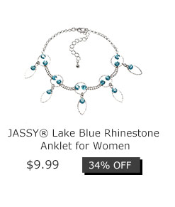 JASSY® Lake Blue Rhinestone Anklet for Women
