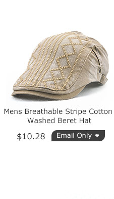 Mens Breathable Stripe Cotton Washed Beret Hat